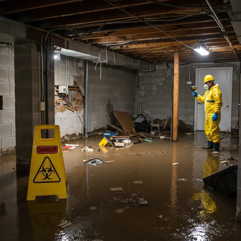 Flooded Basement Electrical Hazard in Middlebourne, WV Property