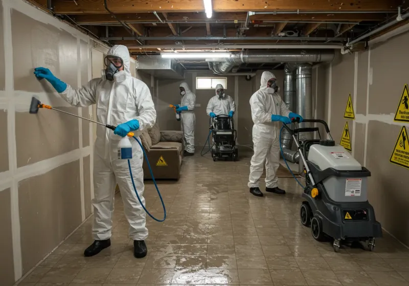 Basement Moisture Removal and Structural Drying process in Middlebourne, WV